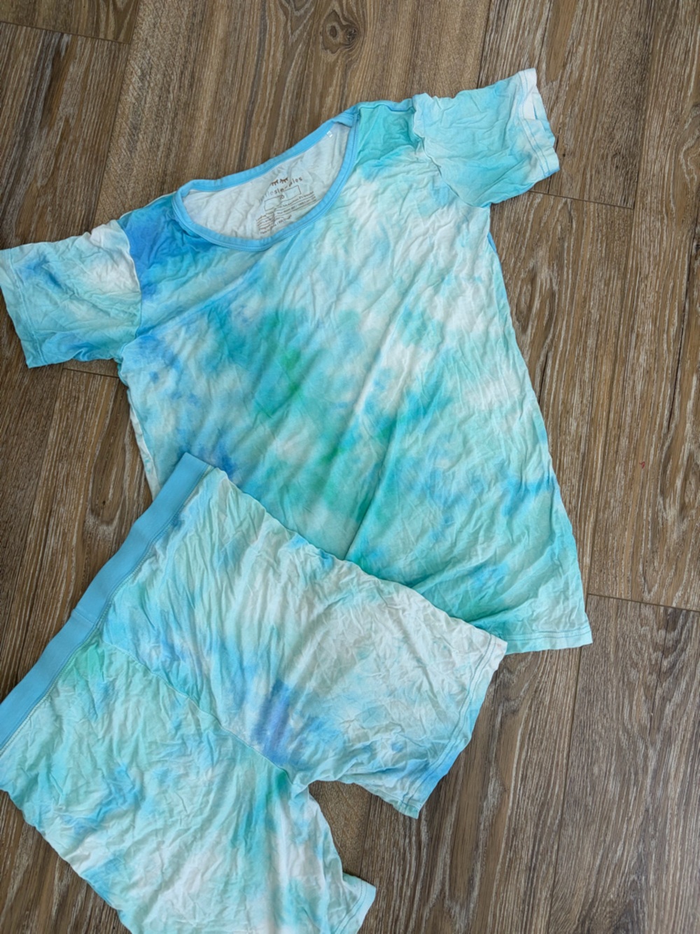 Little Sleepies Tie-Dye Blue Green Short Sleeve Pajama Set